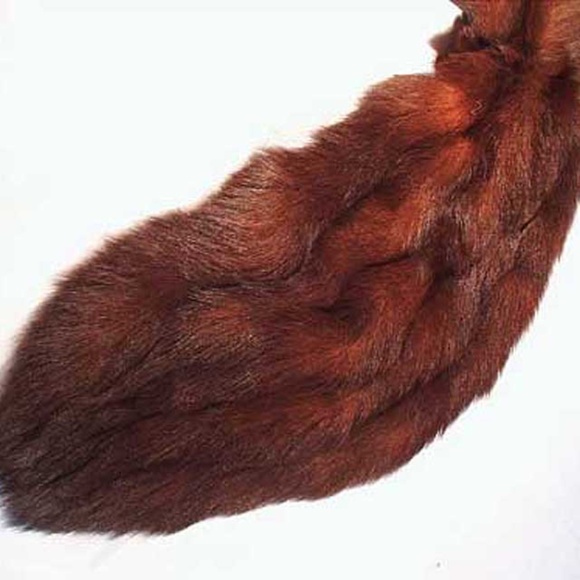 COLLAR, MUSKRAT FUR, LOOKS UNWORN, VERY THICK SOFT FUR, MEDIUM BROWN, 45 X 10 IN - Picture 6 of 7